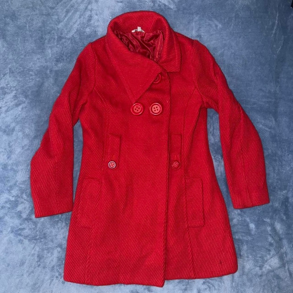 CHARLOTTE‎ RUSSE vtg Wool Jacket COAT Womens Size L Red